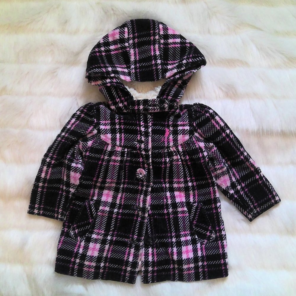 Juicy Couture 18m Plaid Hooded Coat